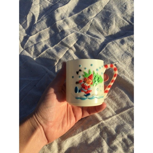 Vintage sterling house plastic cup Christmas tree candy cane elf 1985 - Picture 2 of 10